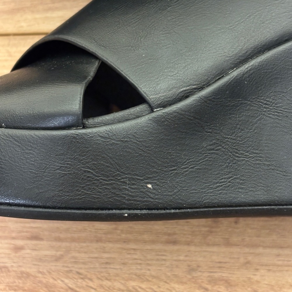 KORKS Madera Wedge Sandals Black Women Size 10 Criss Cross Strap Platform Slides - Picture 10 of 12